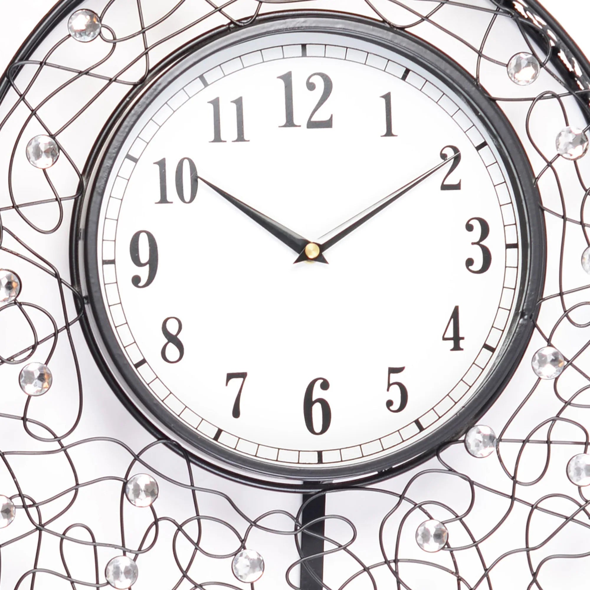 Rhythm Metal And Glass Oval Pendulum Wall Clock in Black Colour - HomeTown