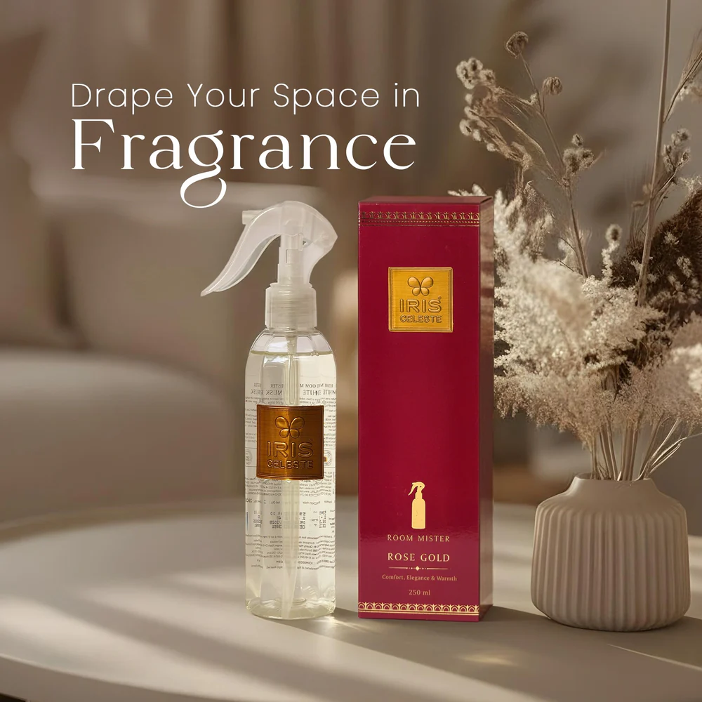 Iris Celeste Room Mist in Rose Gold Colour - Home Fragrance Room Mist