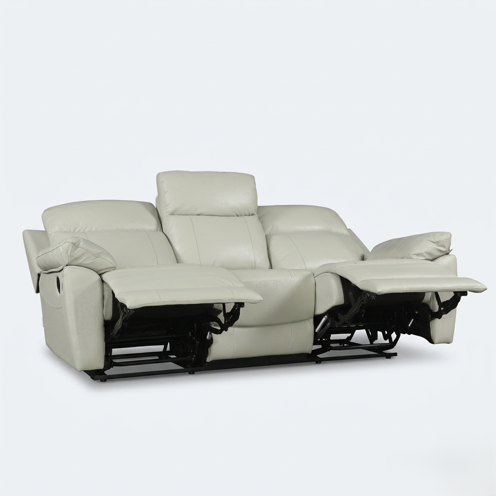 QUANTUM HALF LEATHER 3S RECLINER LT GREY
