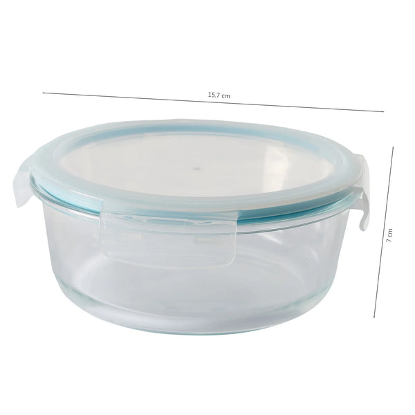 Robust Glass Round Container with PP Lid 650ML in Transparent Colour dimensions
