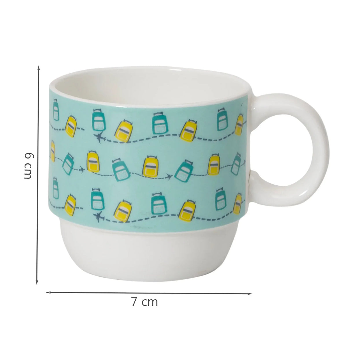 Bahamas Bone China Vacay Stackable 220 Ml Tea Mug Set of 4 with Stand in Multi Colour - HomeTown