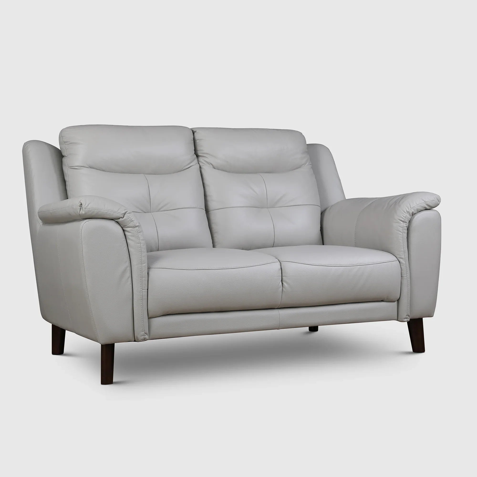 Alexa Half Leather Two Seater Sofa in Light Grey Colour - HomeTown