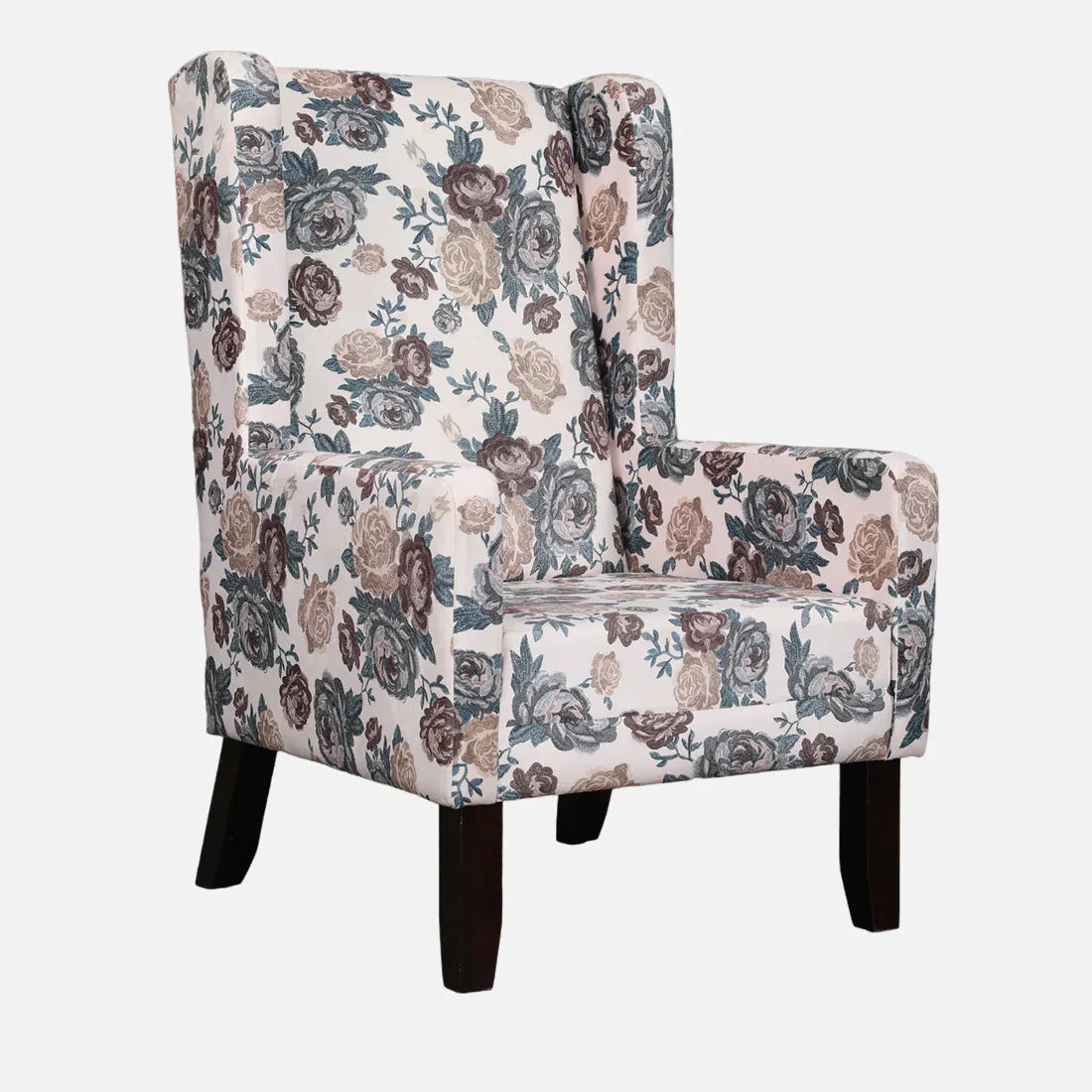 Daisy Fabric Wing Chair in White Colour - HomeTown