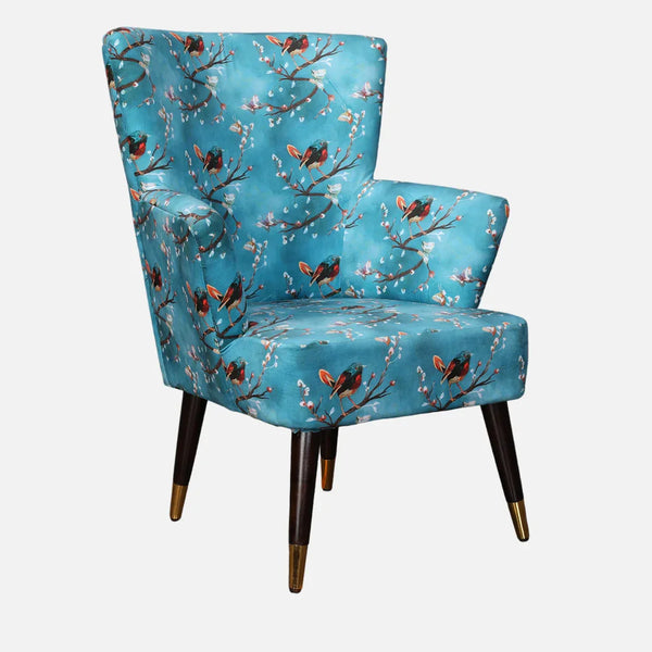Peony Fabric Arm Chairs in Blue Colour dimensions