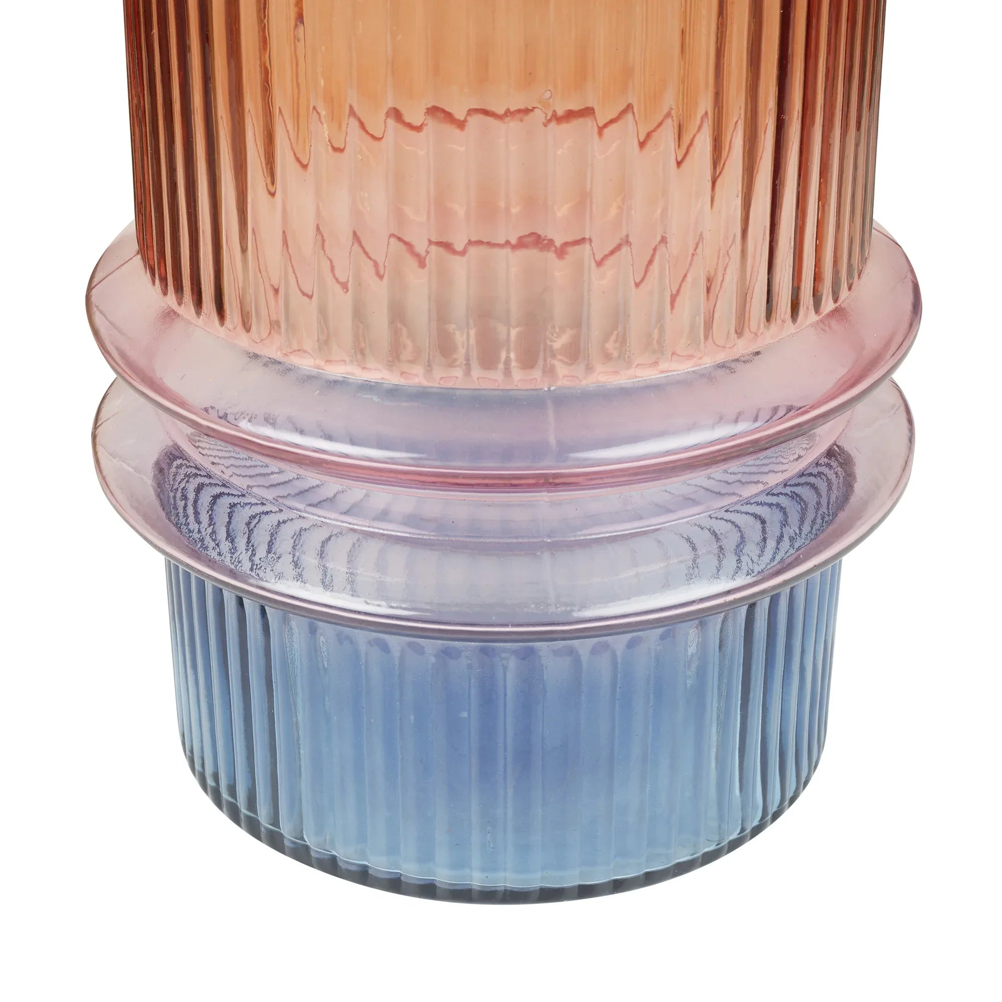 Phiona Glass Fluted Handcrafted Large Vase 31 Cm in Multi Colour - HomeTown