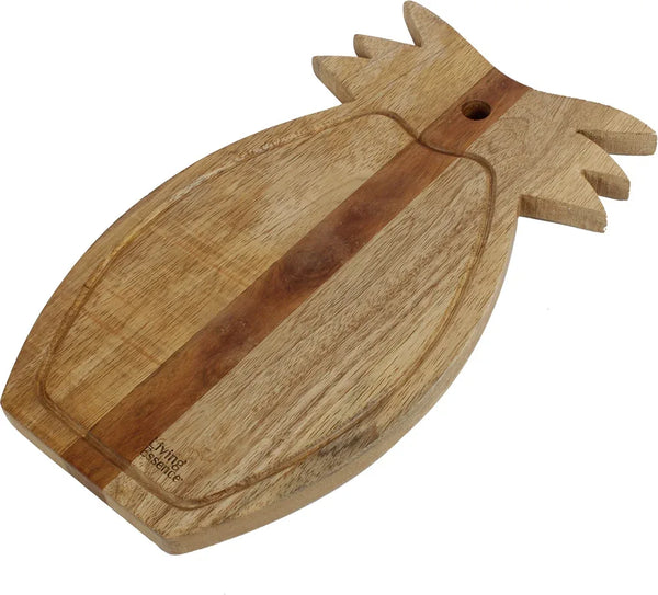 Pineapple Wooden Chopping Board in Brown Colour by Living Essence dimensions