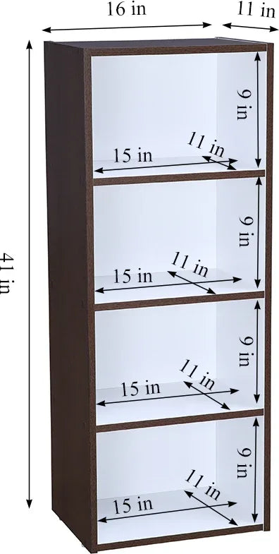 Mezzola Engineered Wood 4 Tier Bookshelf in Wenge Colour - HomeTown