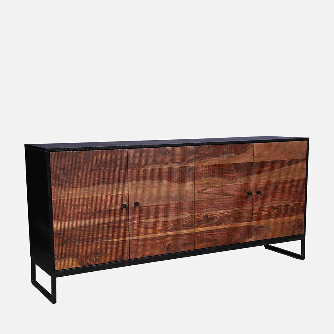 Sven Sheesham Wood(Rosewood) Sideboard in Natural Sheesham & Black Colour - HomeTown