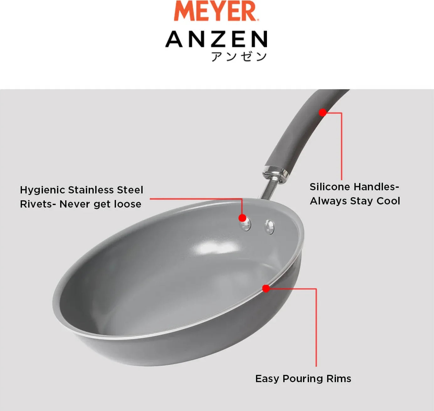 Anzen Ceramic Coated Aluminium Fry Pan 26Cm 2.6Ltr in Grey Colour - HomeTown