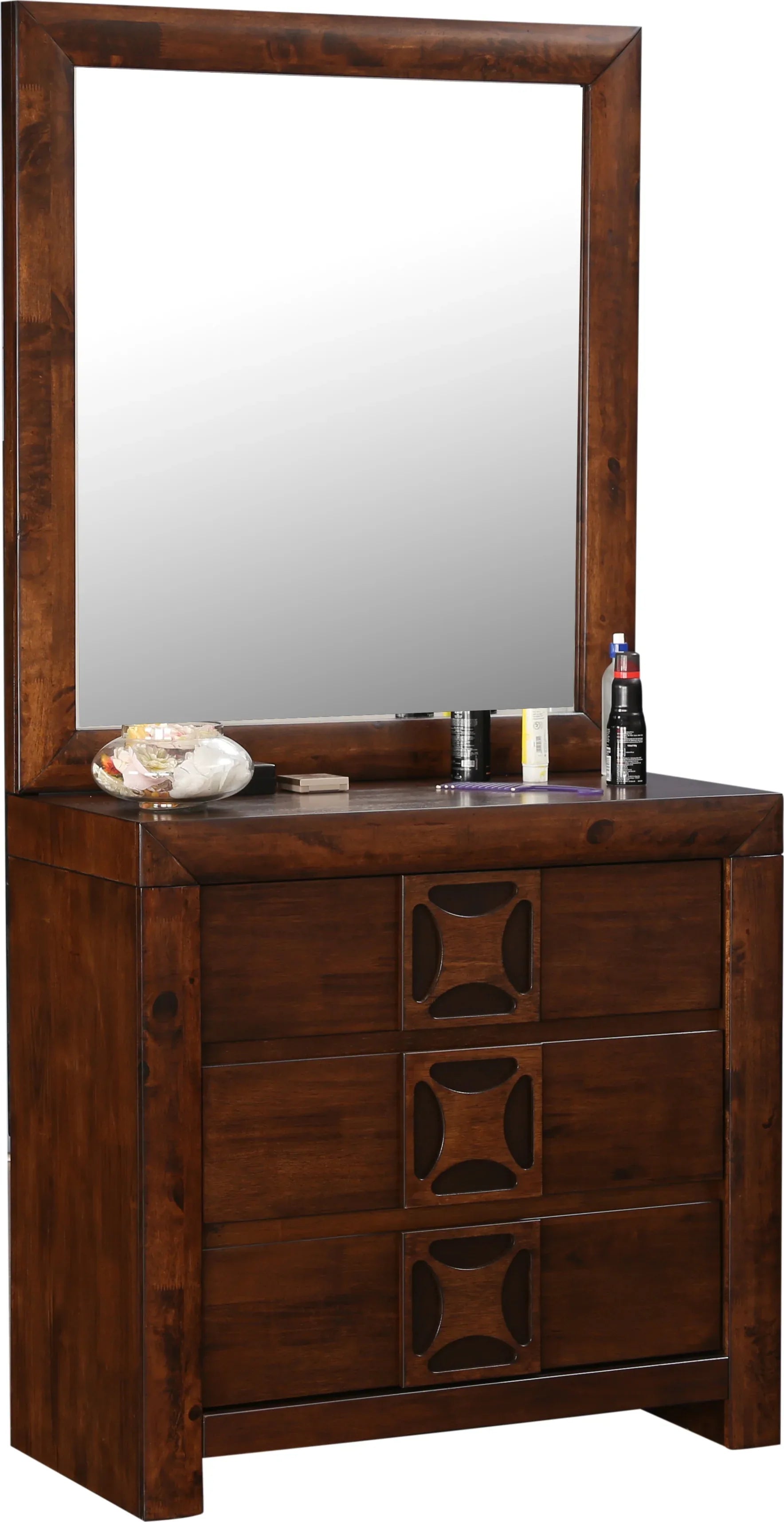 Casablanca Solidwood Dresser with mirror in Walnut Colour - HomeTown