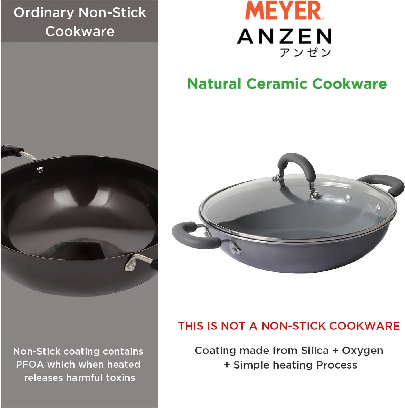 Anzen Ceramic Coated Aluminium Kadai With Lid 26Cm 3.26 Ltr in Grey Colour - HomeTown