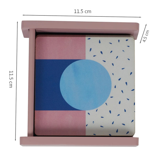 Print Moden Pop Pink Engineered Wood Coaster Set Of 6 in Pink Colour dimensions