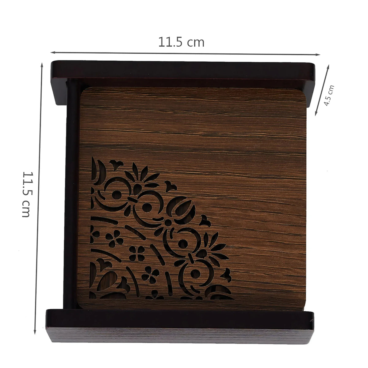 Reversible Dark Wenge Engineered Wood Coaster Set Of 6 in Multi Colour - HomeTown