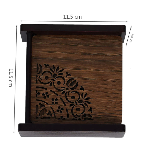 Reversible Dark Wenge Engineered Wood Coaster Set Of 6 in Multi Colour dimensions