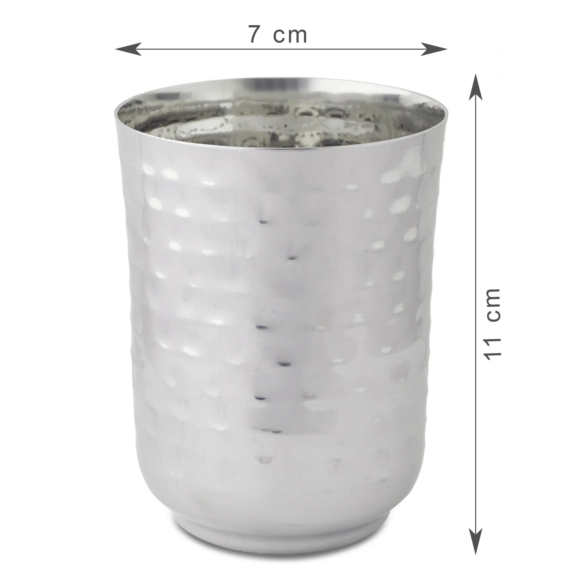Glisto Stainless Steel Hammered Drinking Glass/Tumbler Set of 4 in Silver Colour - HomeTown
