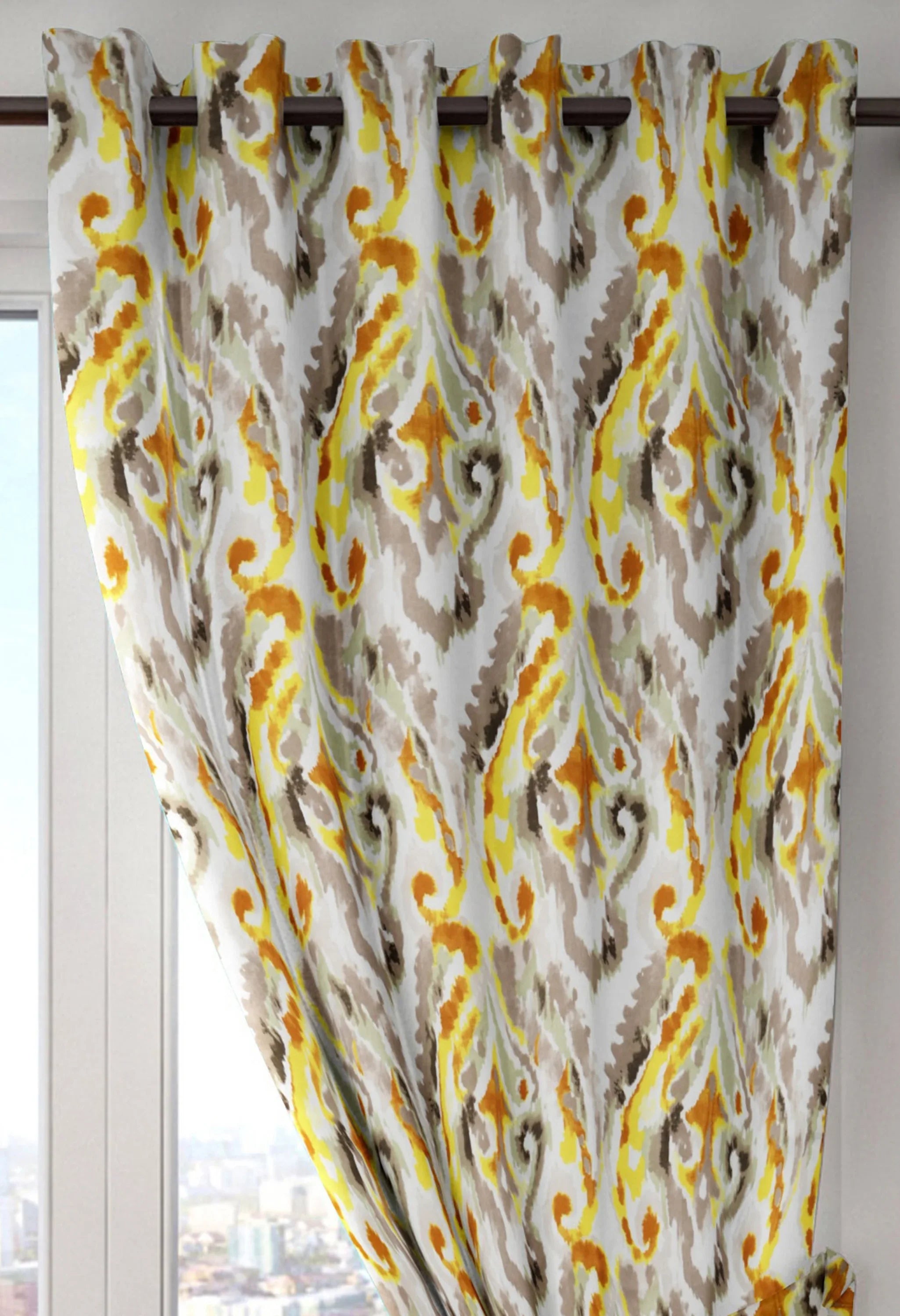 Splendor Blackout Door Curtain 107X229 CM in Yellow Colour by Houzzcode - HomeTown