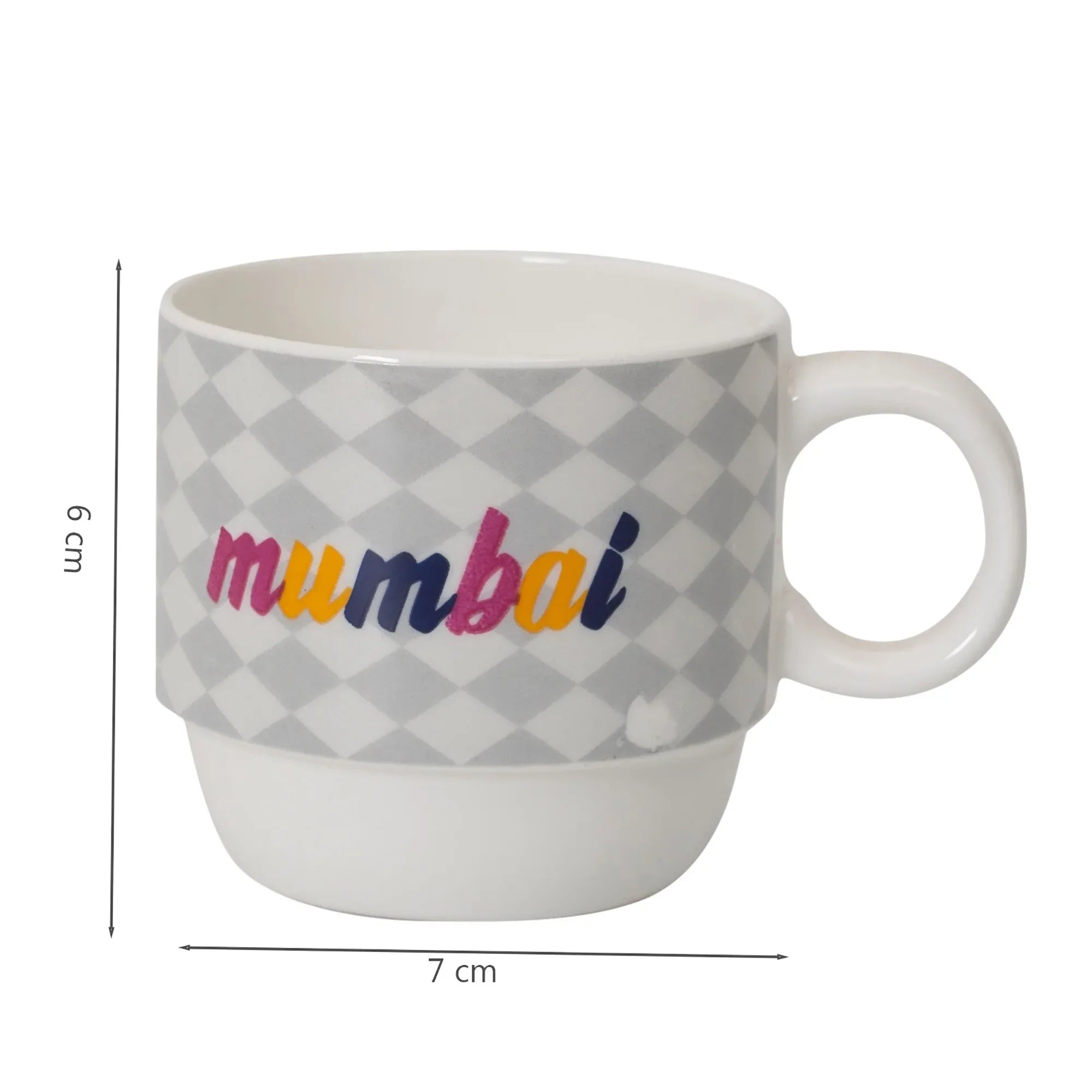 Milan Bone China India Stackable 220 Ml Tea Mug Set of 4 with Stand in Multi Colour - HomeTown