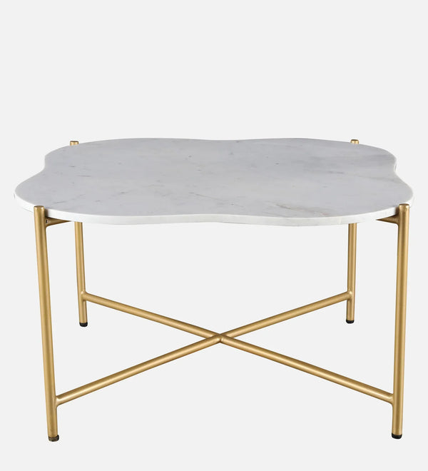 Clara Marble Top Center Table in White Colour dimensions