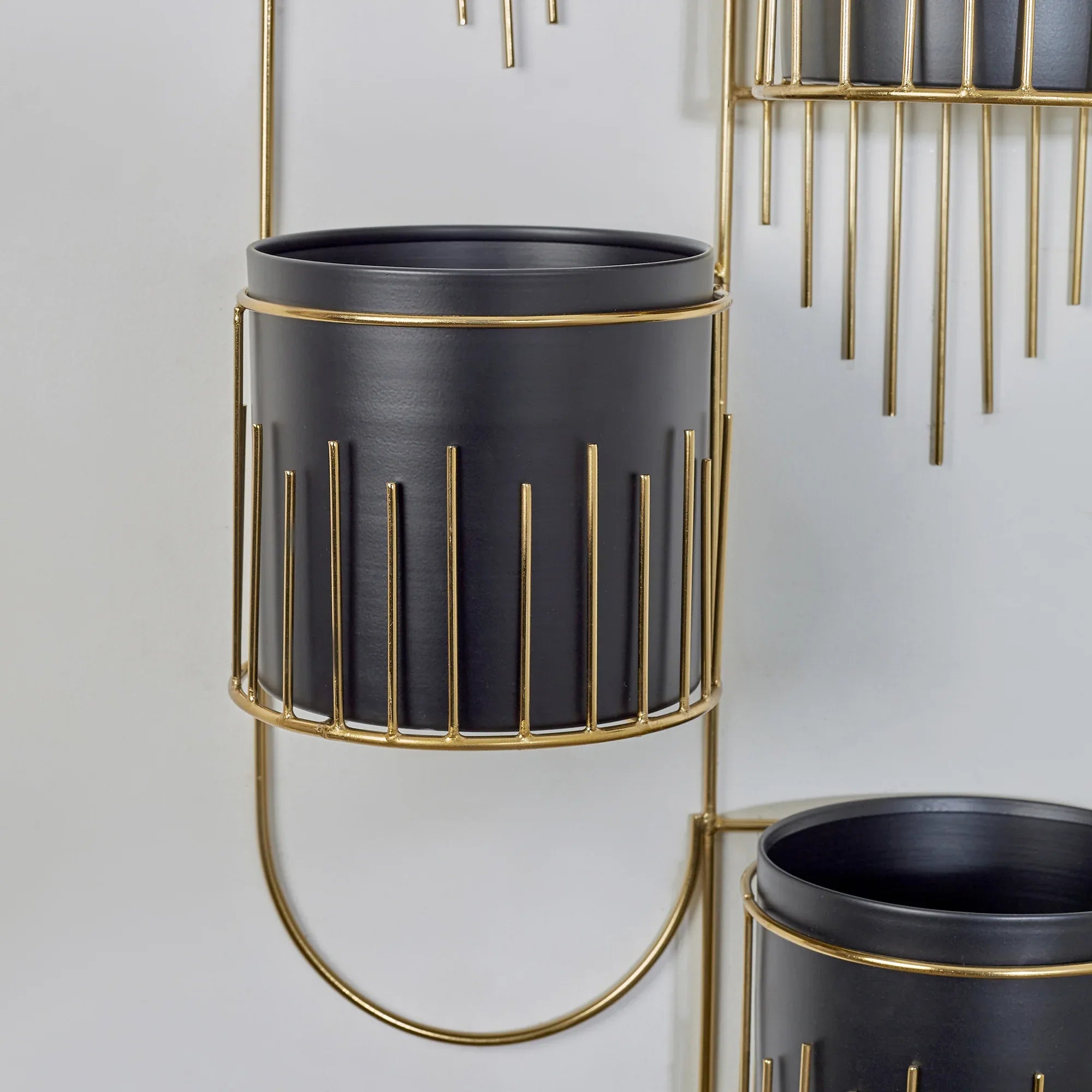 Artiskylar Metal Matt Finish Wall Planter 88 Cm in Black and Gold Colour - HomeTown