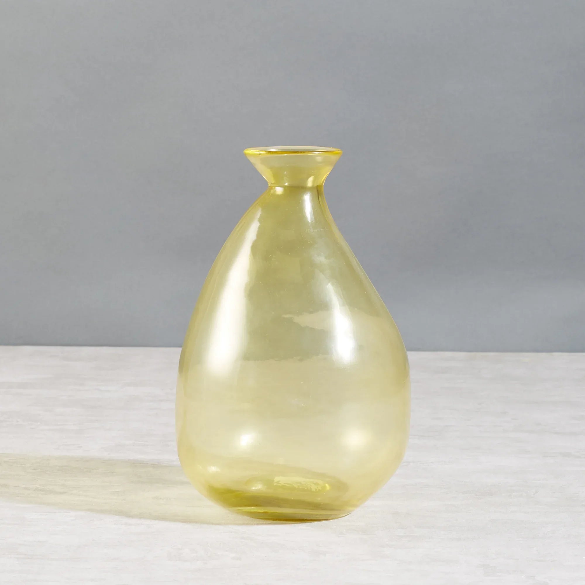 Phiona Glass Modern Organic Shapped Handcrafted 23 Cm Vase in Yellow Colour - HomeTown