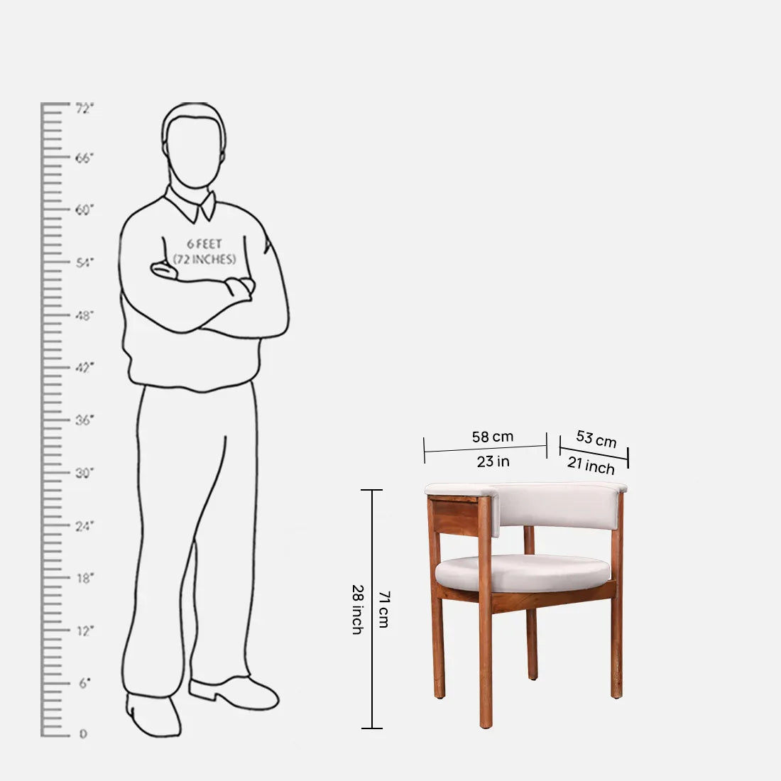 Haruki Acacia Wood Six Seater Dining Set in Teak Colour - HomeTown