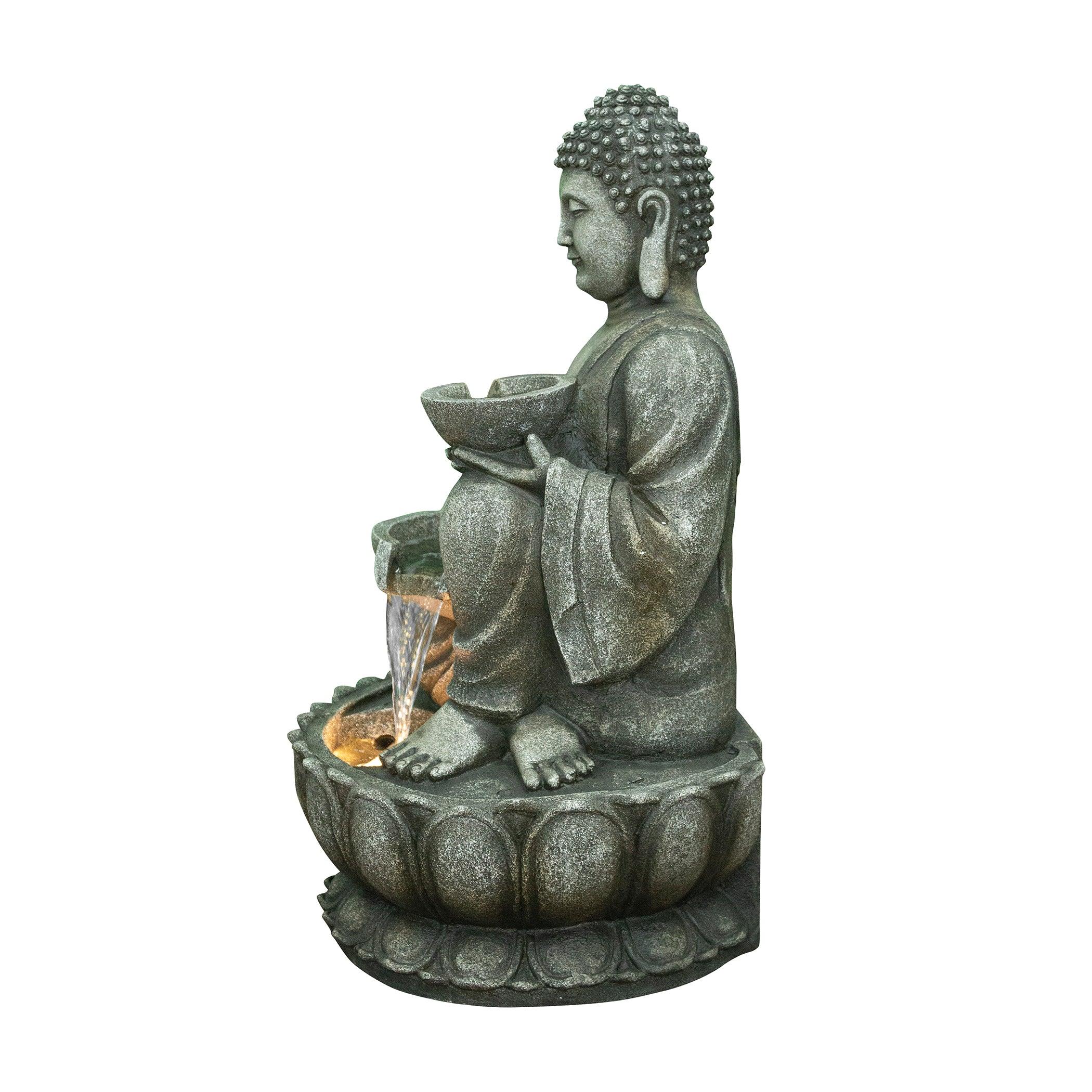 Aqua Bliss Polyresin Buddha Bowl Water Fountain 51X82Cm in Grey Colour - HomeTown