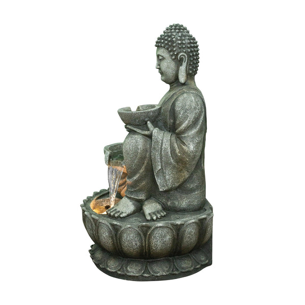 Aqua Bliss Polyresin Buddha Bowl Water Fountain 51X82Cm in Grey Colour dimensions