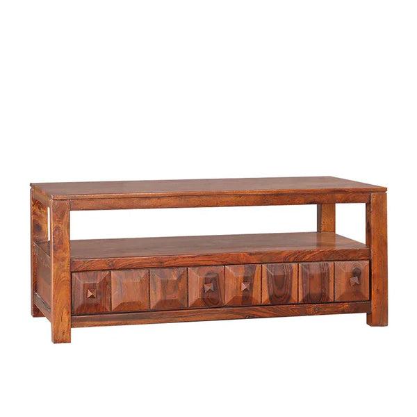 Woodrow Sheesham Wood(Rosewood) Center Table in Honey Colour dimensions