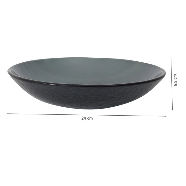 Ebony Glass & Wooden Cross Bowl 24cm in Black Texture Colour dimensions