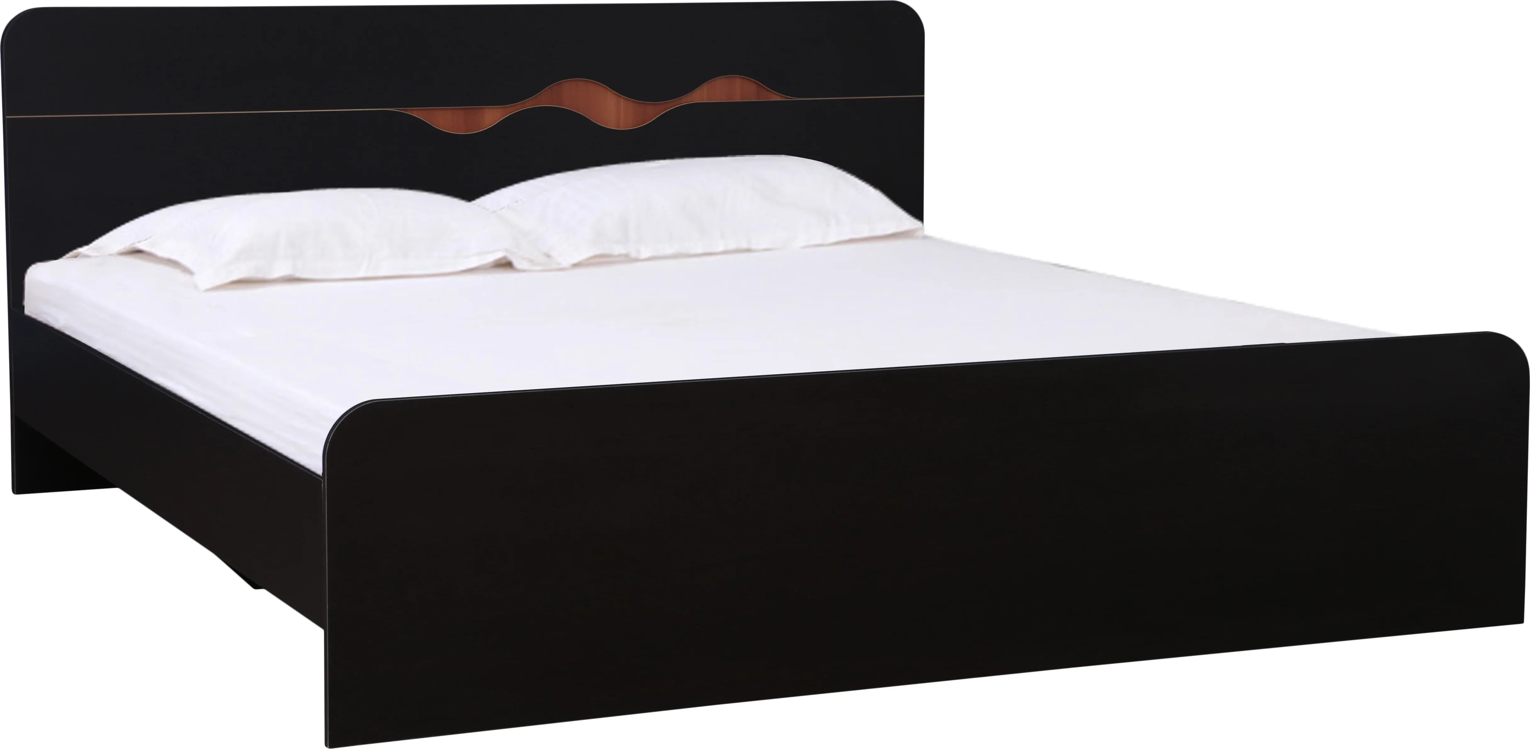 Swirl Queen bed without storage in Dark Oak Colour - HomeTown