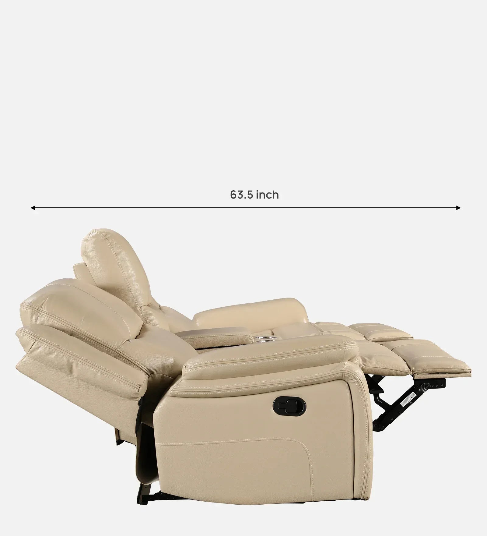 Murray Half Leather Recliner In Beige Colour - HomeTown