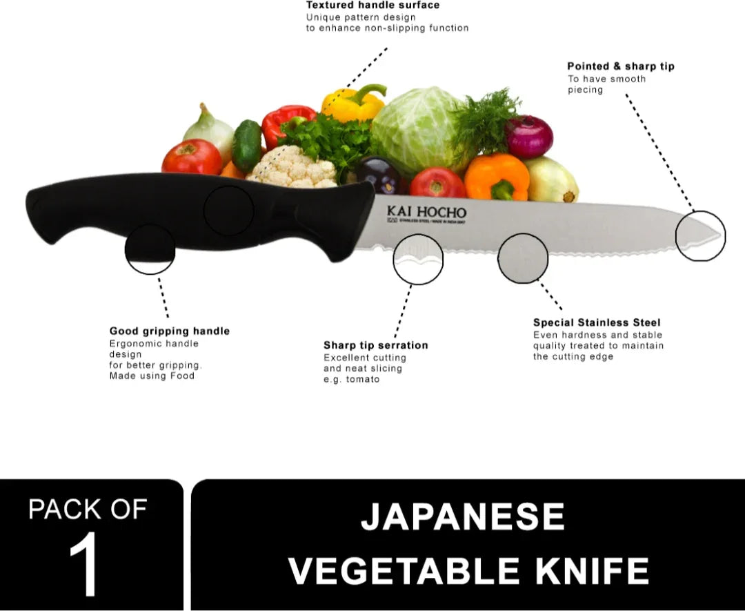 Serrated Stainless steel Serrated Knife in Black Colour - HomeTown