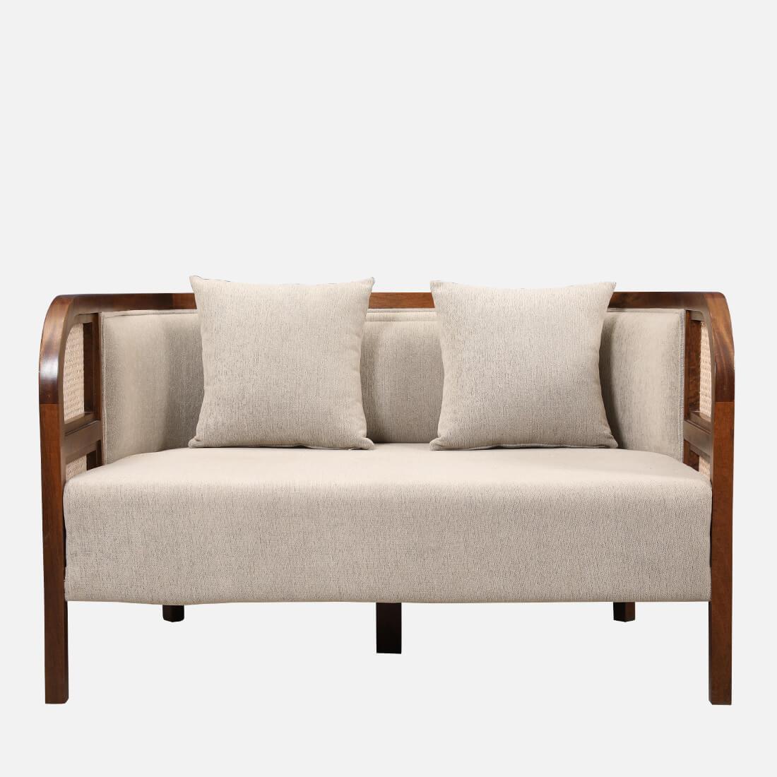 Siam Solidwood Two Seater Sofa in Beige Colour - HomeTown