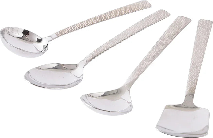 FNS Elite Stainless steel Serving Spoon Set of 4 in Silver Colour - HomeTown
