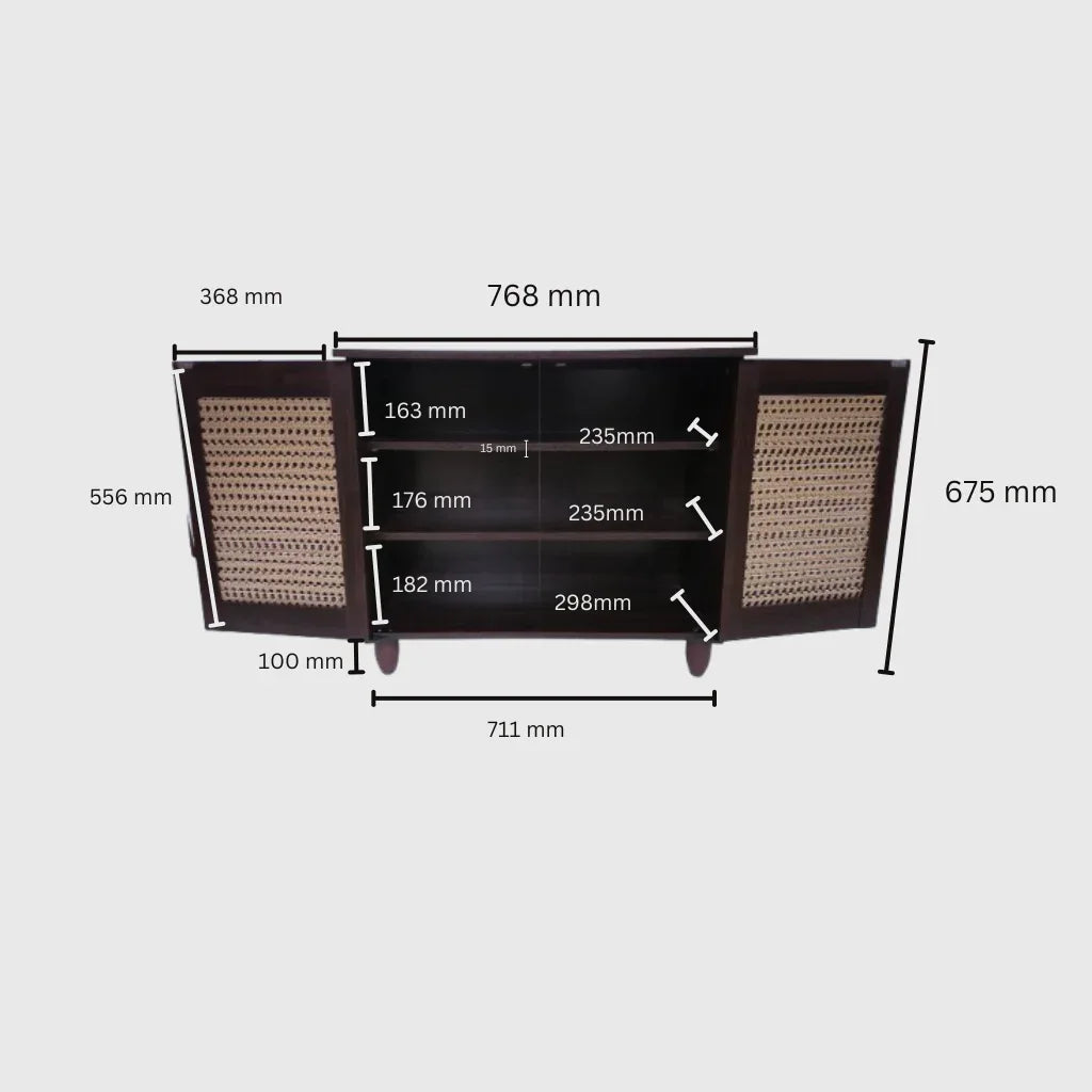 Kaira 2 Door Shoe Rack in Wenge Colour - HomeTown