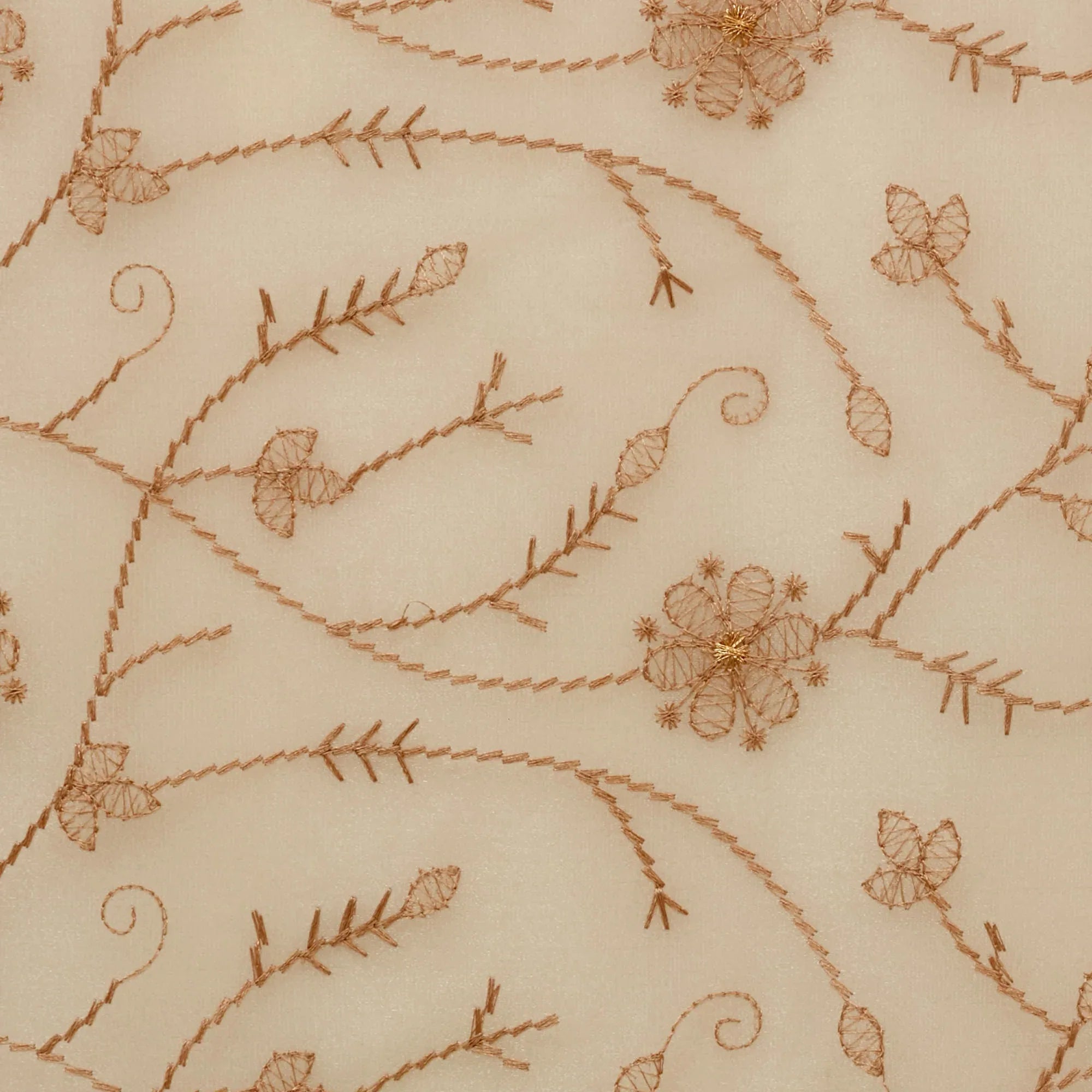 Amour Set Of 2 Embroidered Window Sheer Curtains 5 feet in Beige Colour - HomeTown