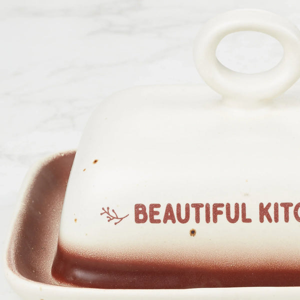 Beautiful Kitchen Studio Pottery Stoneware Butter Dish in Beige Colour dimensions