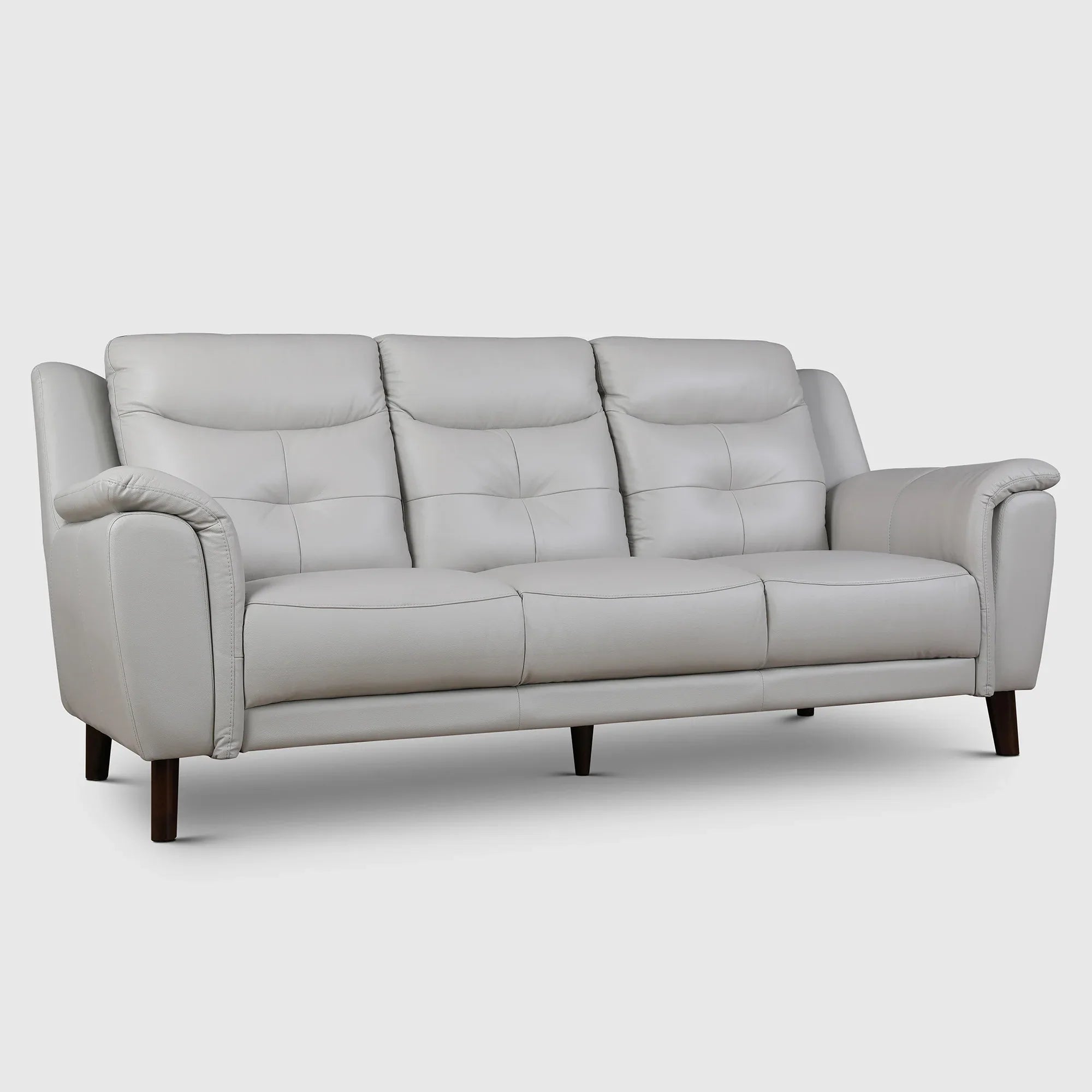 Alexa Half Leather Three Seater Sofa in Light Grey Colour - HomeTown