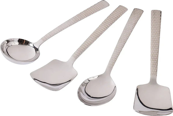 FNS Stainless steel Servinging Spoon Set of 4 in Silver Colour dimensions