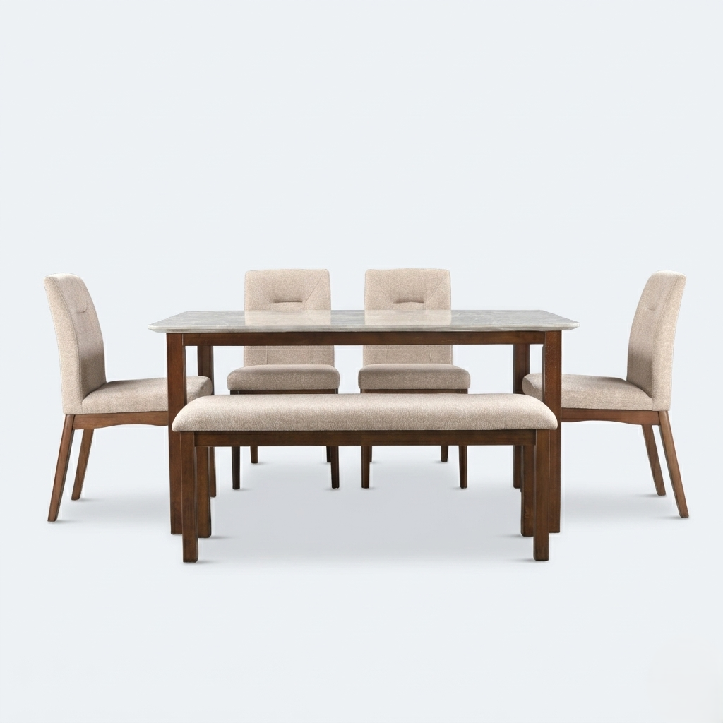 STONITA MARBLE TOP 6 STR DINNING TABLE