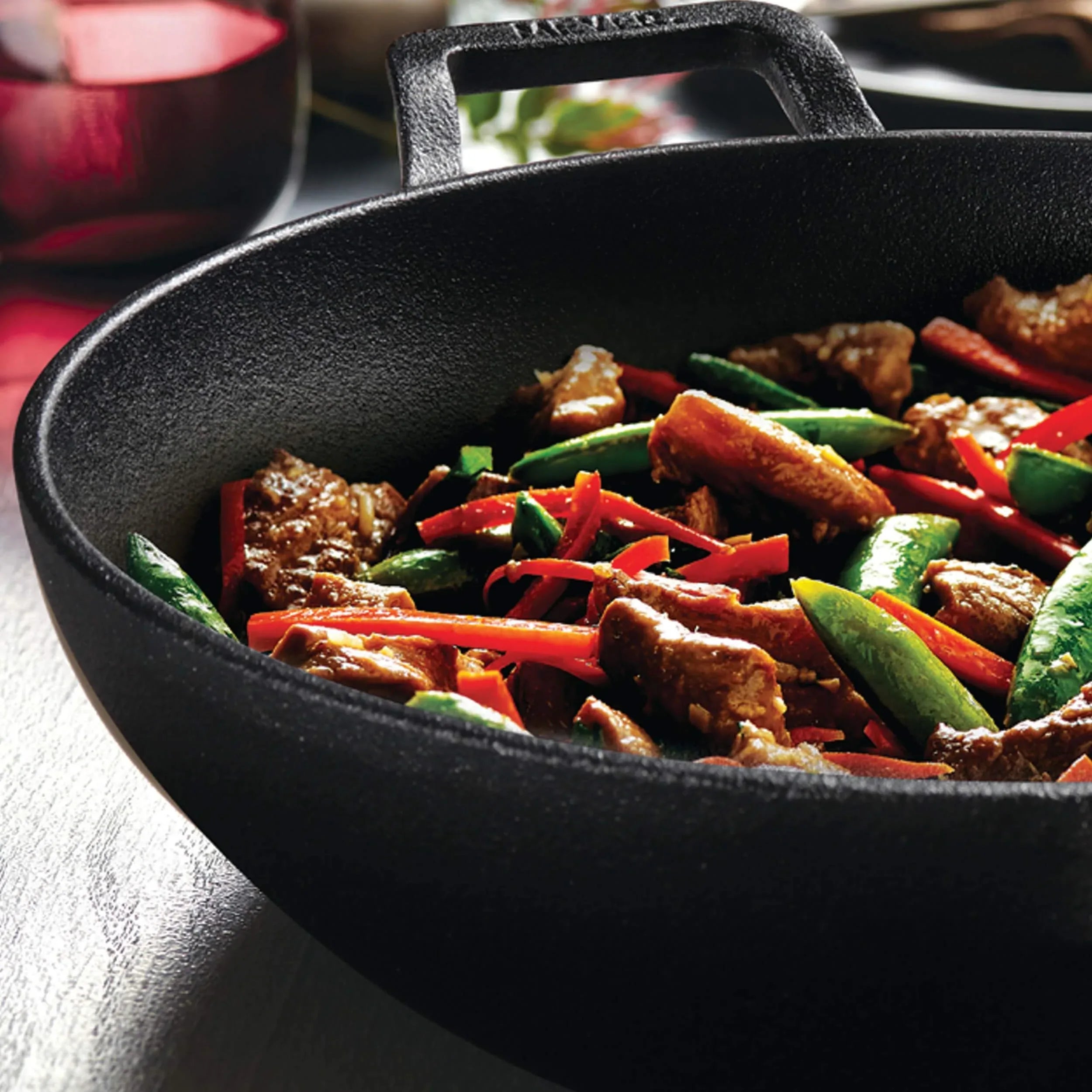 Enamel Free Cast Iron Induction Base Kadai With Glass Lid 30Cm in Black Colour - HomeTown