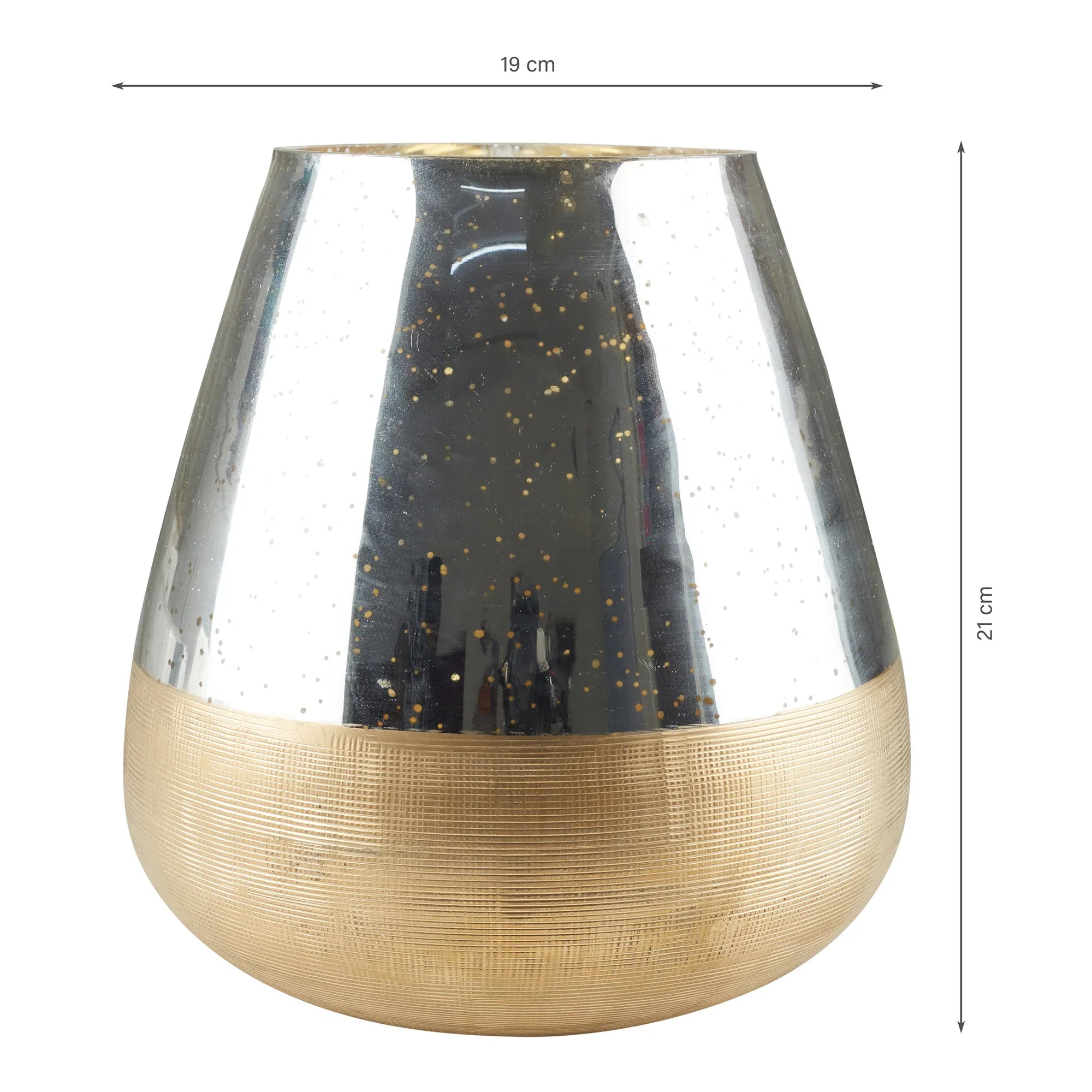 Phiona Glass Textured Handcrafted Mercury Vase 21 Cm in Gold Colour - HomeTown