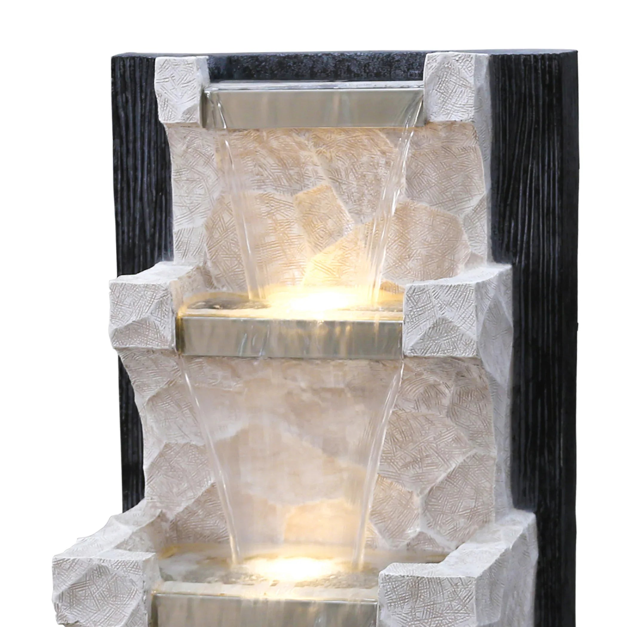 Aqua Bliss Polyresin Vertical Fall Water Fountain 46X102Cm in White & Black Colour - HomeTown