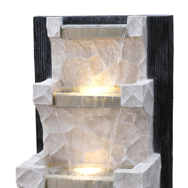 Aqua Bliss Polyresin Vertical Fall Water Fountain 46X102Cm in White & Black Colour dimensions