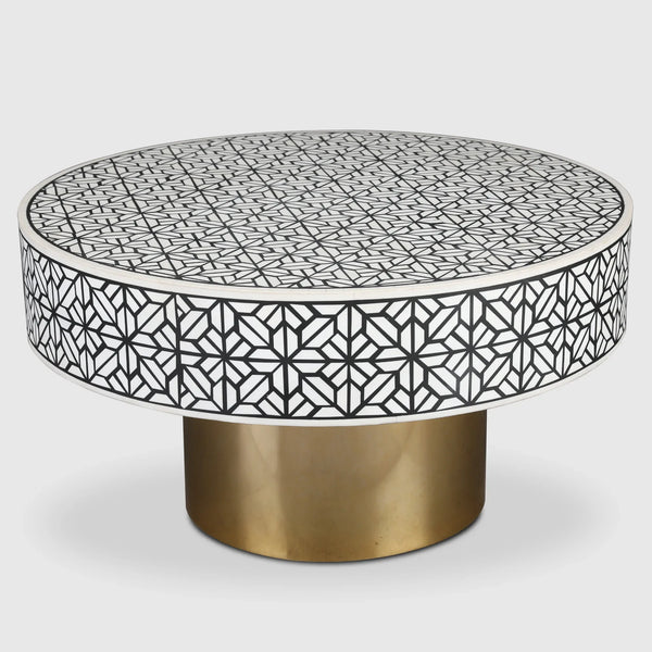 Ossein Iron Center Table in Black & White Colour dimensions