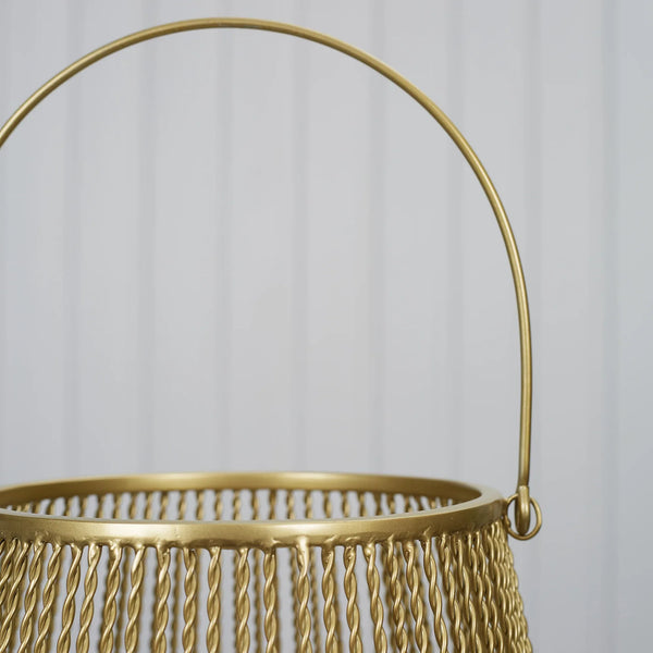 Apollo Iron and Glass Thread Dome Lantern 34x38 Cm in Gold Colour dimensions