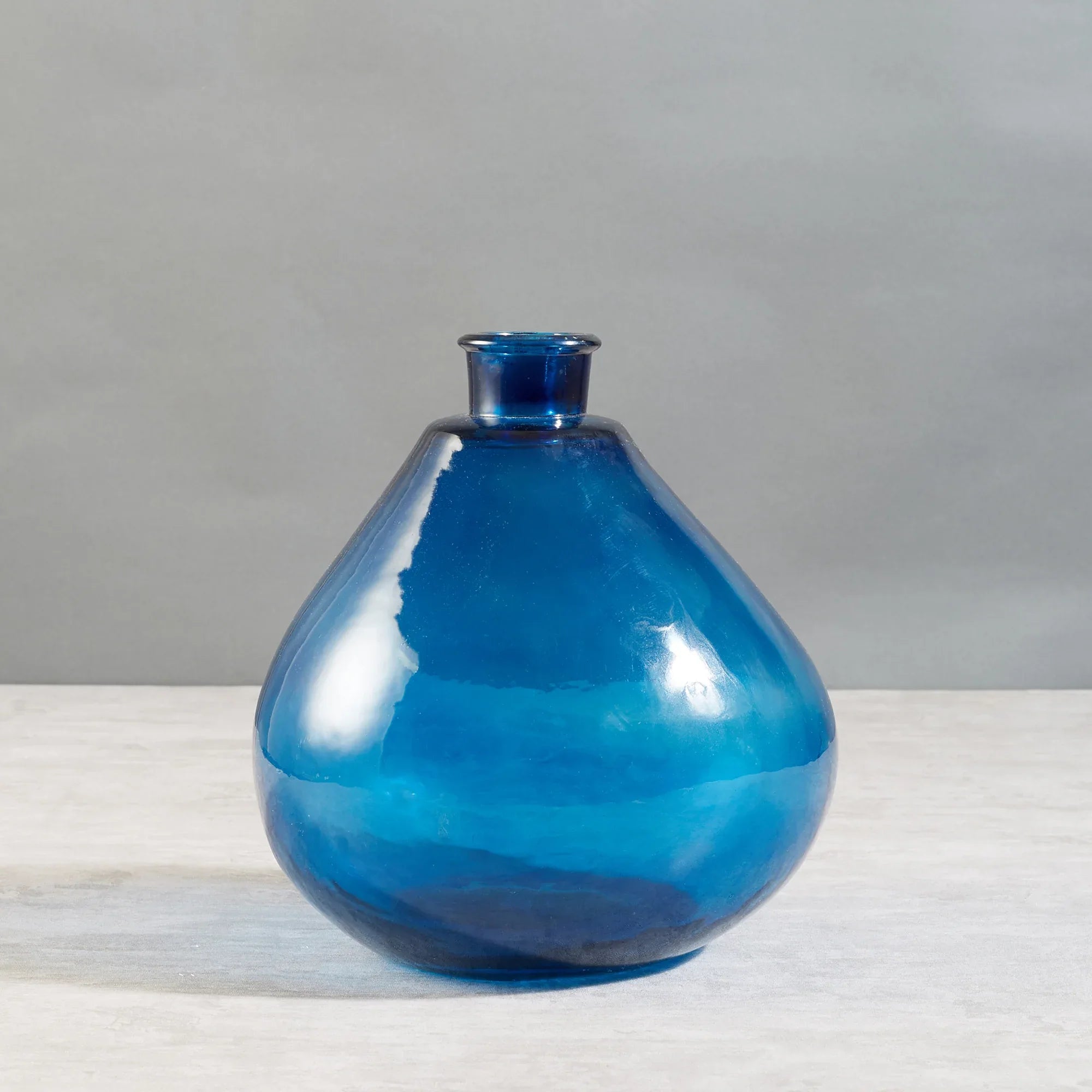 Phiona Glass Modern Organic Shapped Handcrafted Vase 32 Cm in Indigo Colour - HomeTown