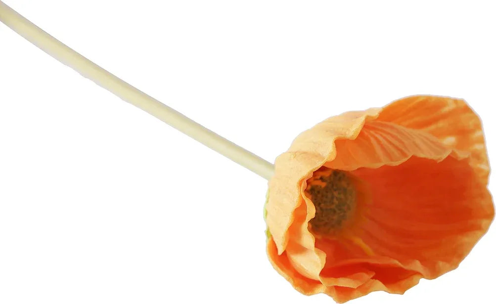 Elora Single Yellow Poppy Polyester Artificial Flower 48cm in Yellow Colour - HomeTown