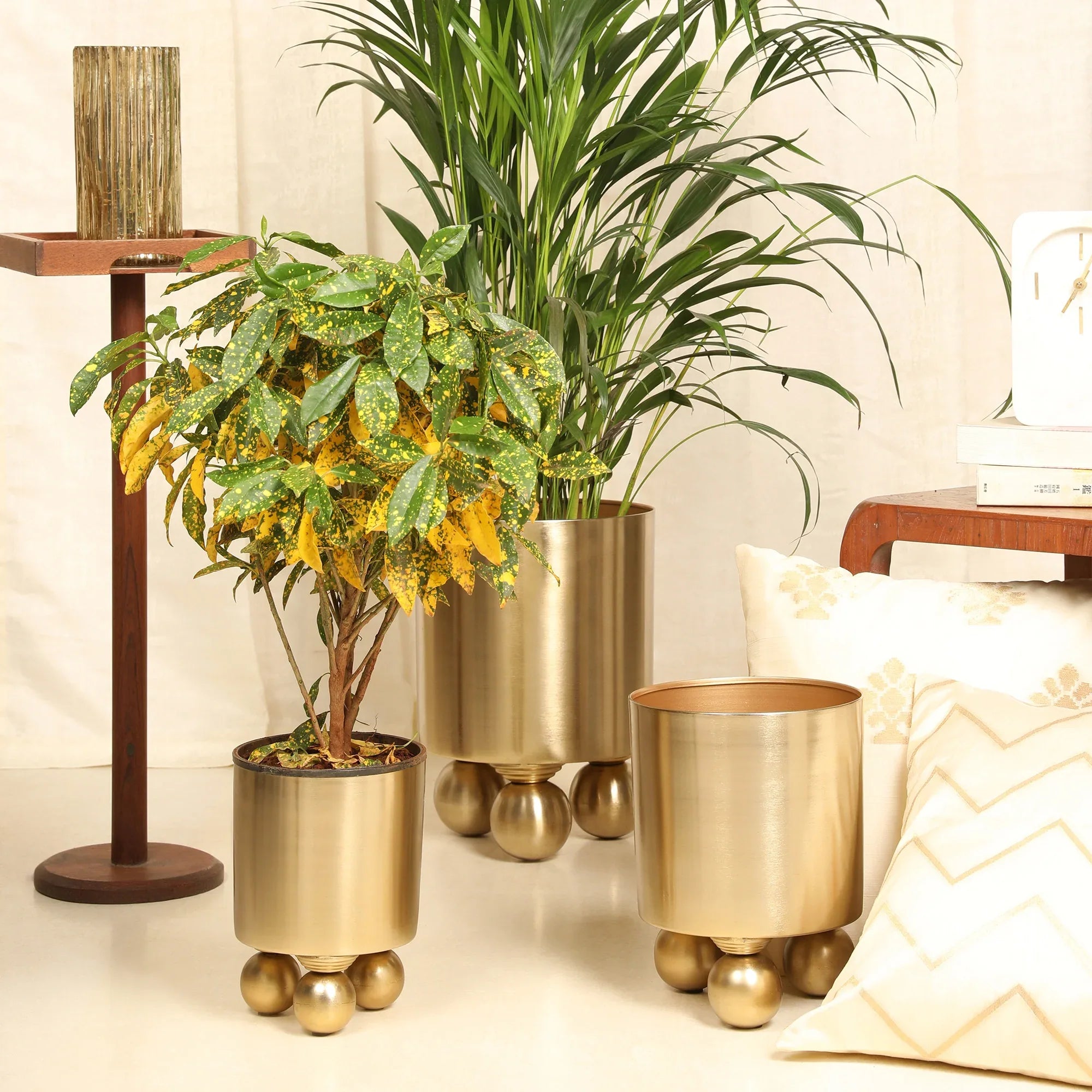 Cosmos Metal Planter 20 cm in Gold Colour - HomeTown