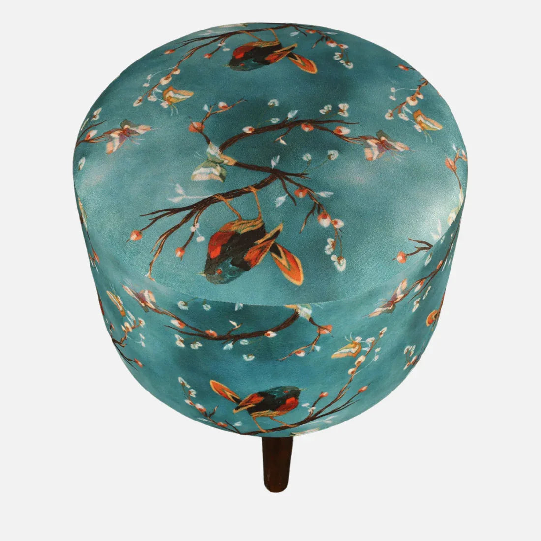 Ordhid Fabric Ottomans in Printed Blue Colour - HomeTown